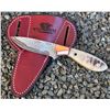 CUIMAI DAMASCUS KNIFE W/SHEEP HORN - COPPER BOLSTER AND WSF LOGO
