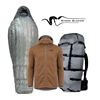 "STONE GLACIER GEAR PACKAGE  (Chilkoot 0 sleeping bag, Zenith Fleece Hoody, Sky Archer 6400)"
