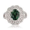 Image 1 : 2.54 ctw Blue-Green Sapphire and 1.06 ctw Diamond Platinum Ring (GIA CERTIFIED)
