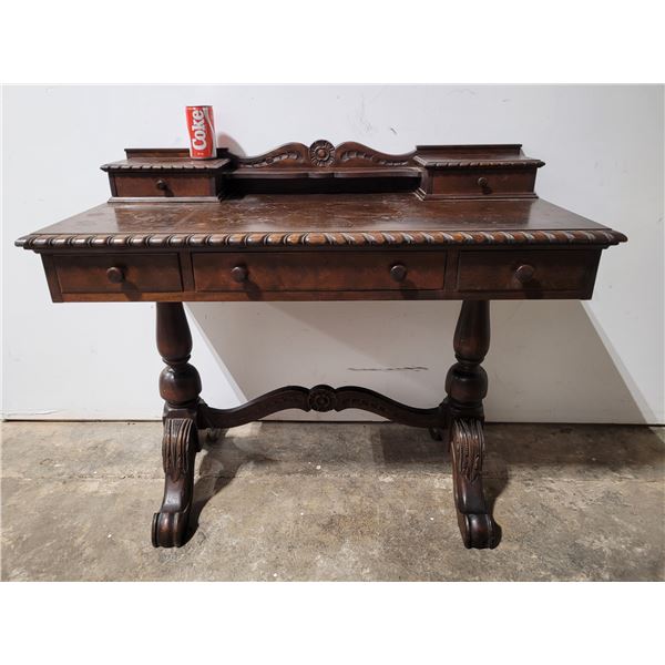 Antique Walnut Ornate Writing Desk