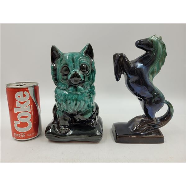 Blue Mountain Pottery Dog and Horse Figurines