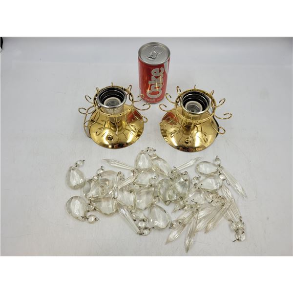 Vintage Brass Ceiling Lights with Teardrop Crystals