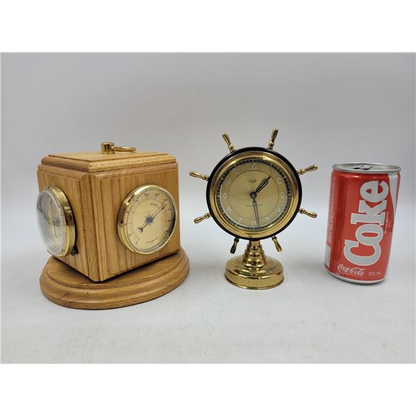 Brass Nautical Clock and Hygrometer