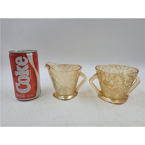 Vintage Jeannette Depression Glass Creamer and Sugar Set