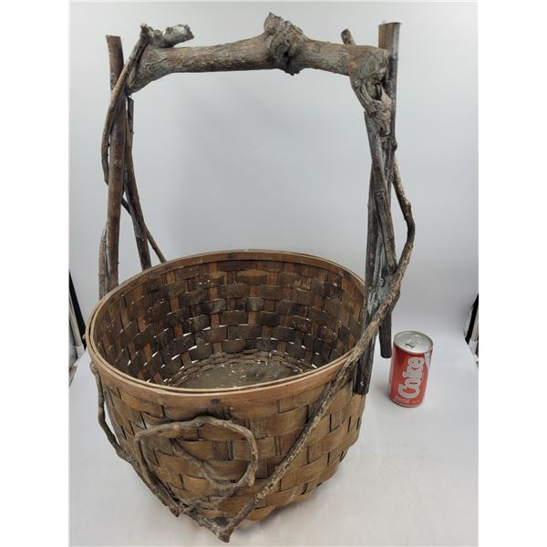 Vintage Large Hand Crafted Gathering Basket