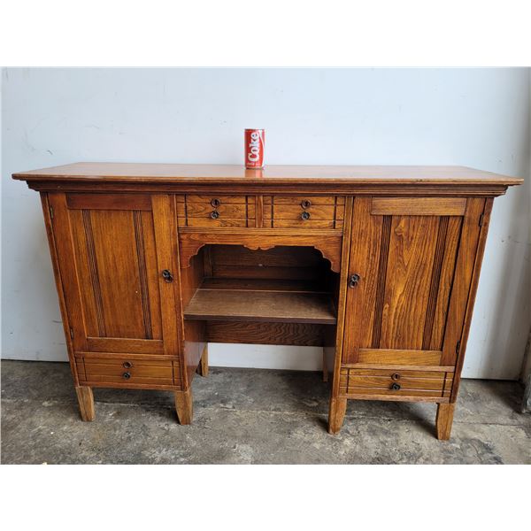 Antique Hand Crafted Oak Desk Hutch