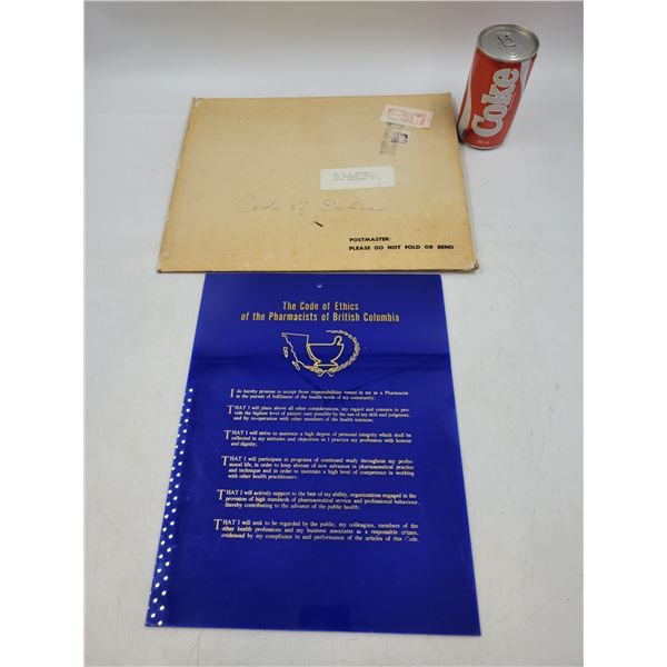 Vintage Code of Ethics of Pharmacists of British Columbia Plaque
