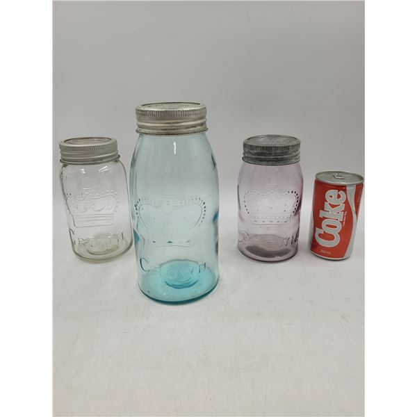 Vintage Crown Canning Jars with Original Lids