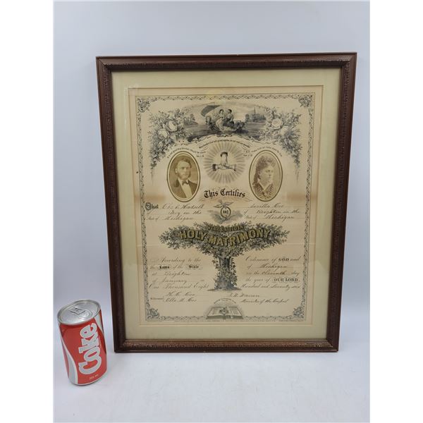 1918 Framed Marriage Certificate