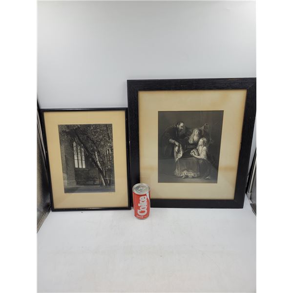 Antique Framed Photo and Sketch Print