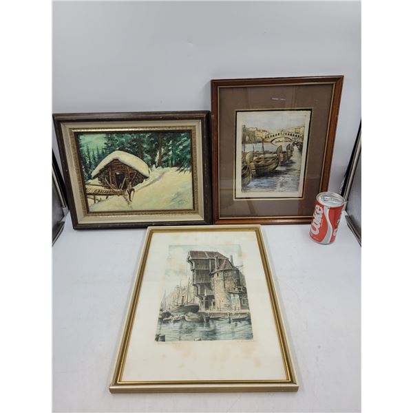 Vintage Prints and an Original Cabin Painting