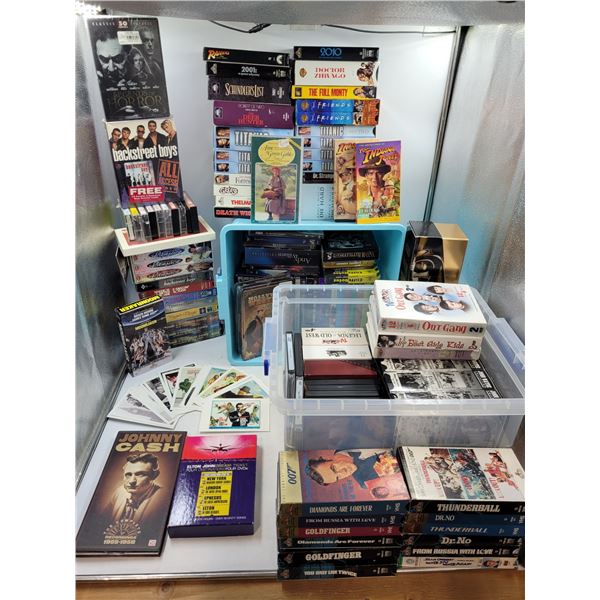 Large Lot of DVDs CDs Cassette Tapes and VHS Tapes