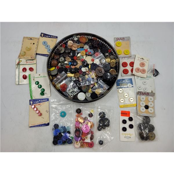 Vintage Collectible Buttons in Tray