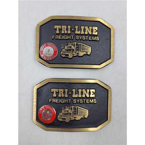 Vintage Tri-Line Brass Belt Buckles
