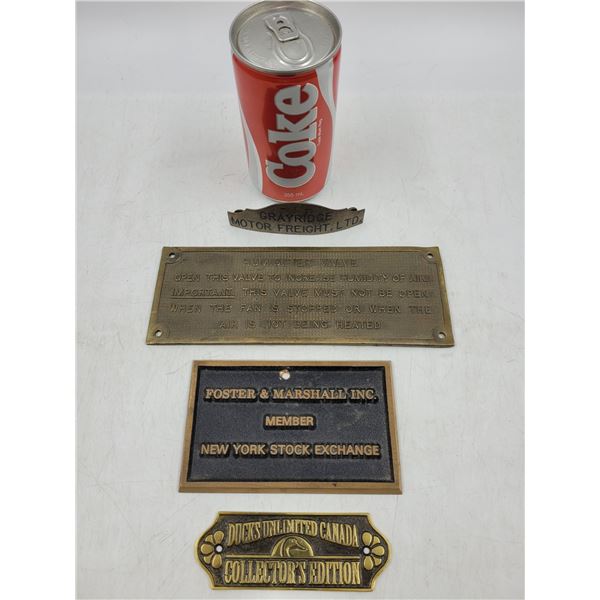 Brass Plaques and a Grayridge Motor Freight Hat Badge