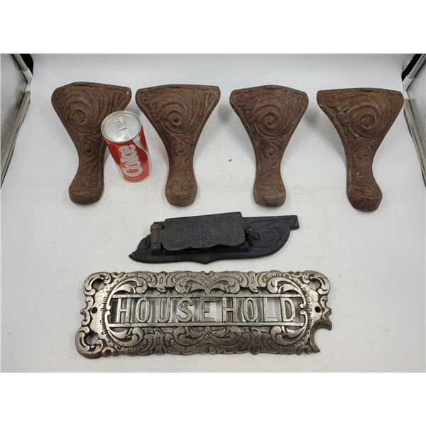 Antique Cast Iron Stove Legs and Badges