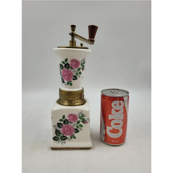 Vintage Porcelain/Ceramic Coffee Grinder - Flower Design - Italy