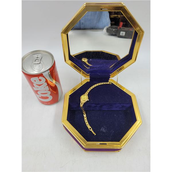 Vintage Purple Velvet Music Jewelry Box w/ STARHAO Women Watch