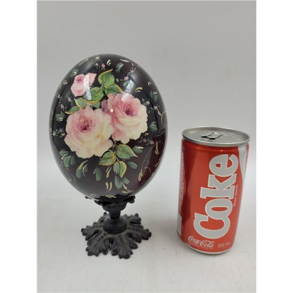 Vintage Hand Painted Ostridge Egg w/ Floral Design
