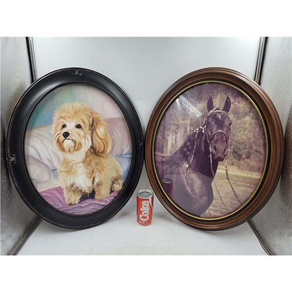 Dog and Horse Convex Framed Pictures