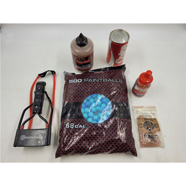 Slingshot, Paintballs, and Copperhead BB's