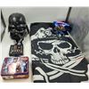 Image 1 : Metal Lunch Box, Flag, and Darth Vader Mask Lot
