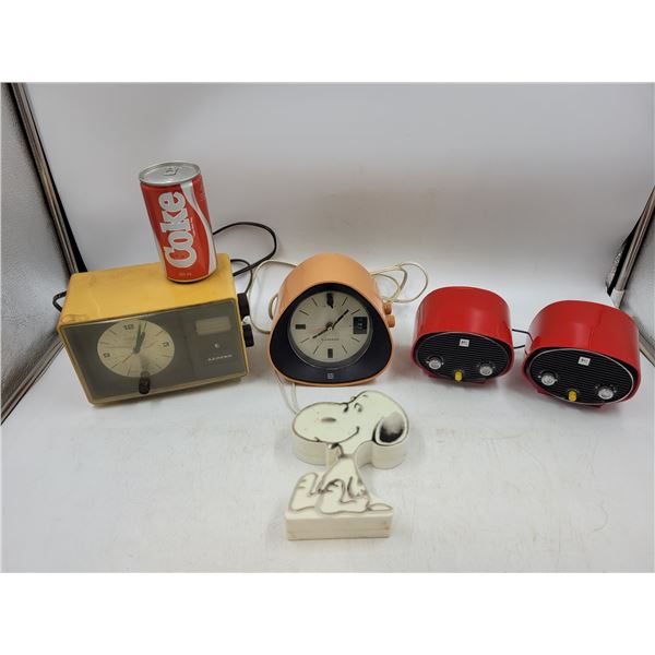 Vintage Clock and Bicycle Radio Lot