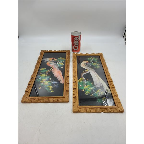 Mexican Feathercraft Bird Feather Original Paintings