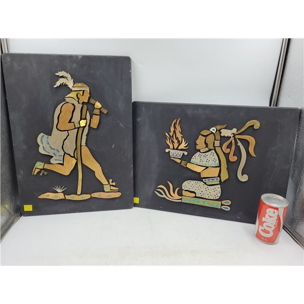 Mexican Aztec-Style Mixed Brass, Copper, and Metal Wall Hangings