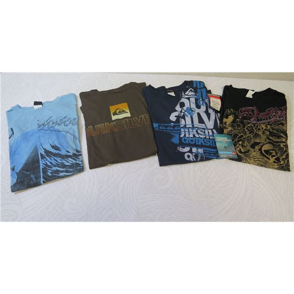 Qty 4 New Quiksilver T-Shirts: Misc Designs, All Size Large