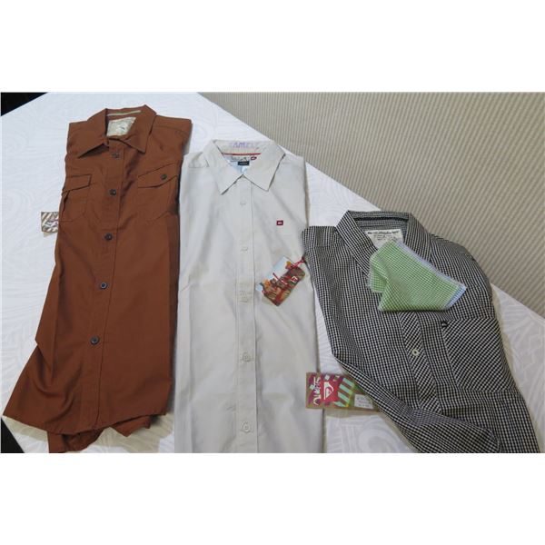 Qty 3 New Quiksilver Men's Collared Button-Up Shirts, All Short Sleeve Size Medium
