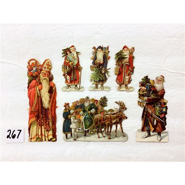 Ephemera - 6 Die Cut Santa Claus Christmas Holidays