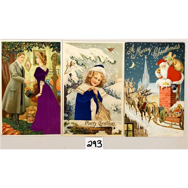 Novelty - 10 Silk Christmas Holiday Greeting Postcards
