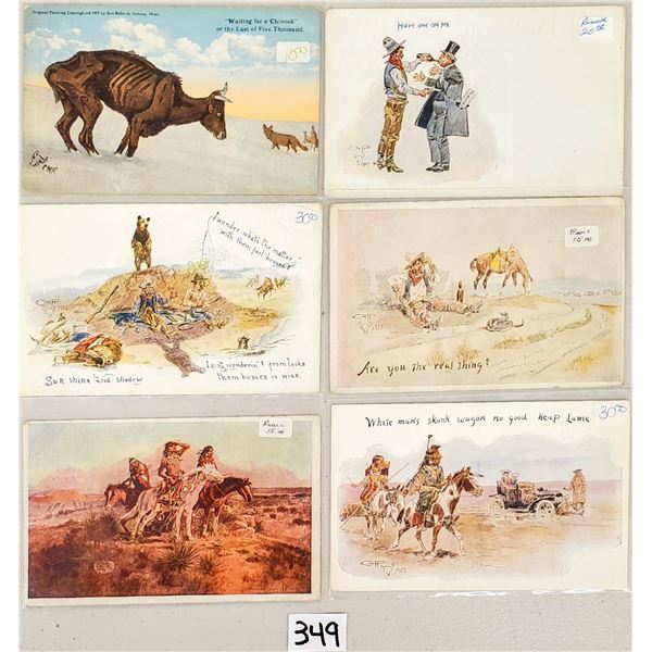 C.M. Russell Signed Artist Western Comic Postcards 16