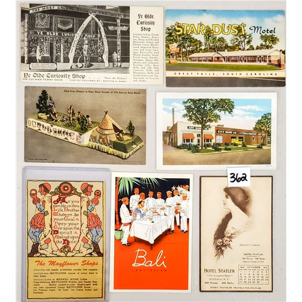 Group of 22 Early to Linen Advertising Postcards