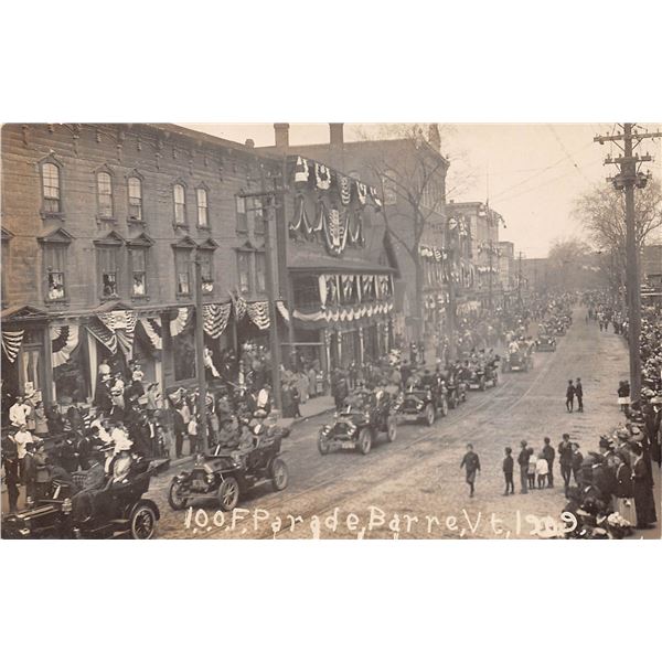 Real Photo IOOF Parade Barre, Vermont 1909 Postcard
