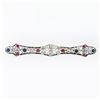 Image 1 : Antique Victorian 14k Gold & Platinum GIA Old Sapphire Ruby Diamond Long Bar Pin
