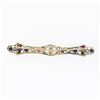 Image 2 : Antique Victorian 14k Gold & Platinum GIA Old Sapphire Ruby Diamond Long Bar Pin