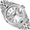 Image 1 : Rolex Ladies Stainless Steel Silver Index Diamond And Emerald Date Watch