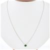Image 1 : NEW 14K White Gold.43 ctw Oval Sideways Emerald Petite Solitaire Pendant Necklac