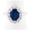 Image 1 : NEW 18k White Gold 3.39 ctw SSEF Oval Sapphire & Diamond Halo Engagement Ring