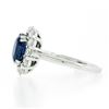 Image 6 : NEW 18k White Gold 3.39 ctw SSEF Oval Sapphire & Diamond Halo Engagement Ring