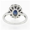 Image 7 : NEW 18k White Gold 3.39 ctw SSEF Oval Sapphire & Diamond Halo Engagement Ring