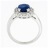 Image 8 : NEW 18k White Gold 3.39 ctw SSEF Oval Sapphire & Diamond Halo Engagement Ring