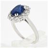 Image 9 : NEW 18k White Gold 3.39 ctw SSEF Oval Sapphire & Diamond Halo Engagement Ring