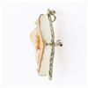 Image 5 : Vintage 14K White Gold Carved Shell Cameo Floral Filigree Lozenge Brooch Pendant