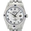 Image 1 : Rolex Mens Stainless Steel White Roman 36MM Diamond And Sapphire Datejust Wristw
