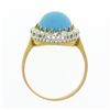 Image 8 : Antique 18k Rosy Gold Platinum Oval Cabochon Persian Turquoise Diamond Halo Ring