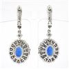 Image 3 : NEW 14k White Gold Oval Tanzanite & Round Brilliant Diamond Drop Dangle Earrings