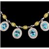 Image 1 : 42.82 ctw Blue Zircon and Diamond Necklace - 14-18KT White And Yellow Gold